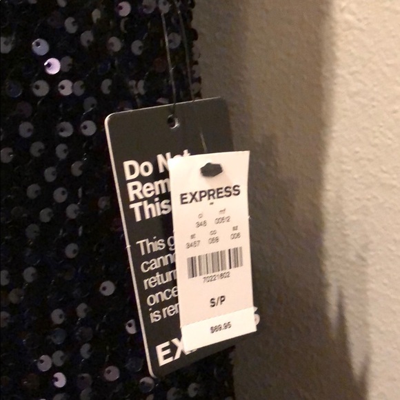 Express open back Black Velvet and Sequin Dress S - Picture 6 of 6